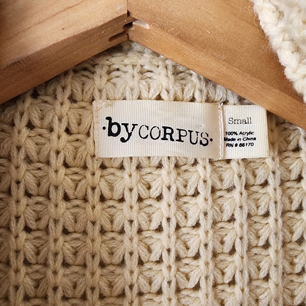 Chunky Knit Cream Open Front Cardigan/Sweater - Picture 3 of 9